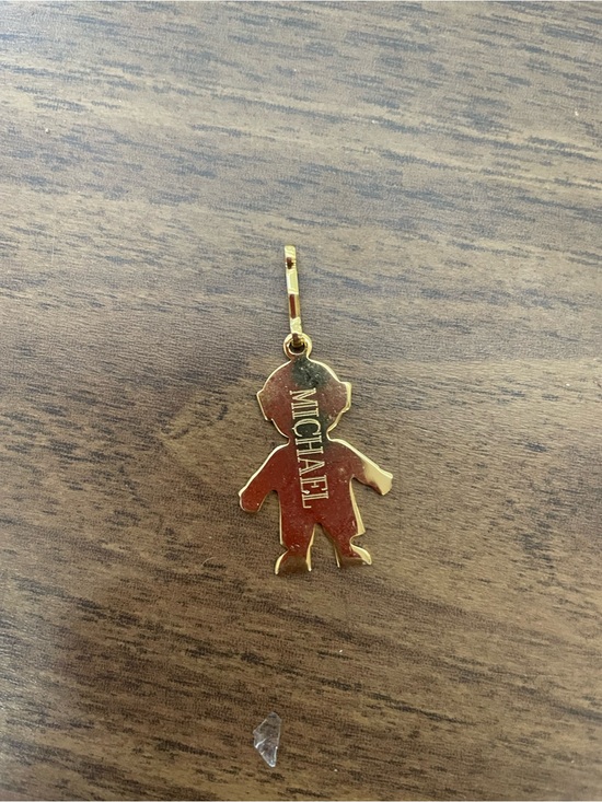 Jewelry - Gold Boy Silhouette Pendant Charm Engraved Michael Gold Tone Small Minimalist